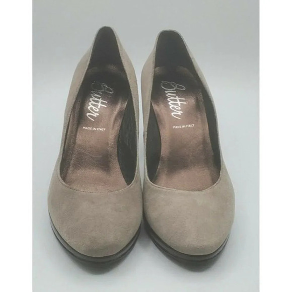 Butter Heels Grey Suede Platform Heels Shoes - Picture 4 of 10